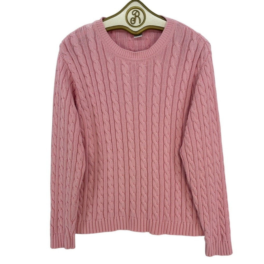 Pimk Cable Knit Sweater Preppy Barbie Cotton Academia Fall Casual Women LARGE